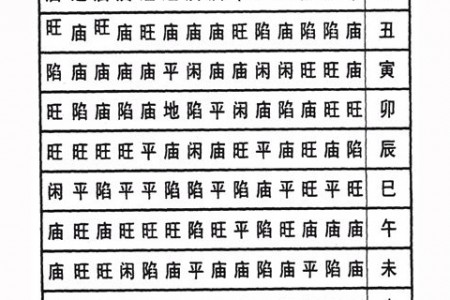 星曜庙旺平陷总表(中州派)